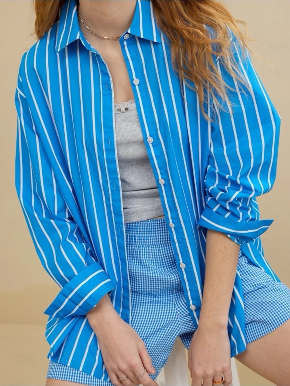 NWT- Aerie Blue Striped Lightweight Women’s Shirt Jacket